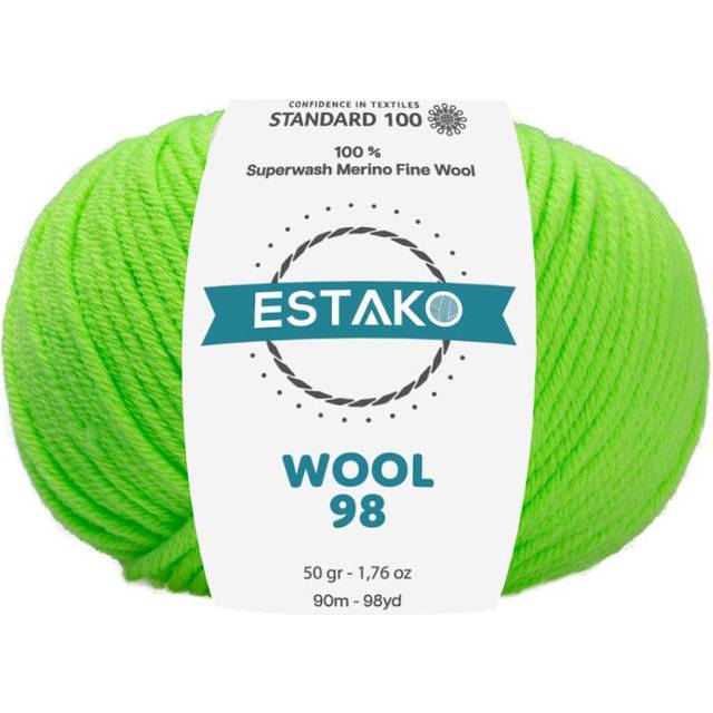 Estako Wool 98 100% Superwash Merino Wool Medium Worsted Weight Soft Knitting and Crochet Yarn 1.76 oz (50gr) 98 yds (90 yds) (6391 - Pistachio)