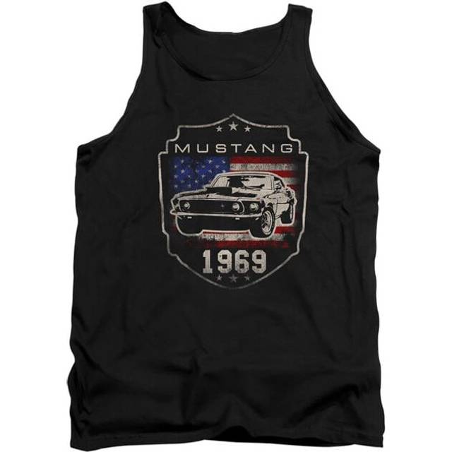 Trevco Sportswear FORD264-TK-2 Ford Mustang 1969 Flag Adult Tank Top, Black - Medium