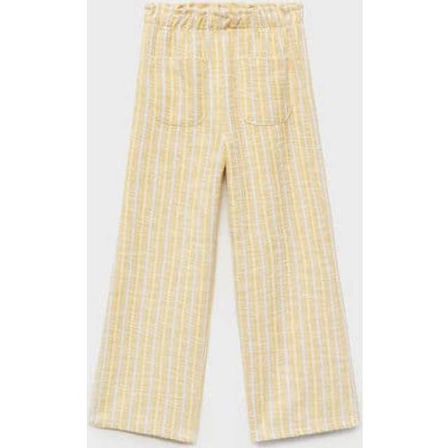 Mango Kids' Lemon Stripe Trousers, Yellow