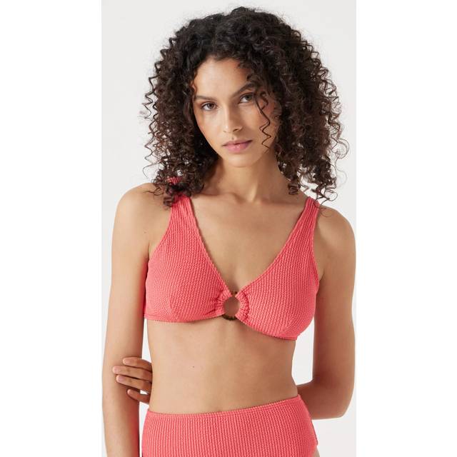 HUSH Crinkle Ring Bikini Top, Coral Pink