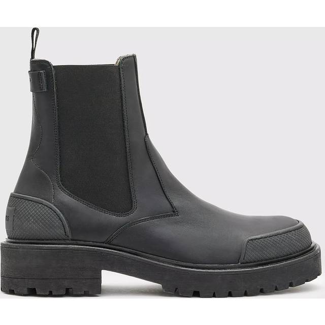 Allsaints Mens Black Matrix Logo-embossed Leather Chelsea Boots Eur 46 / 12 Uk Men - BLACK