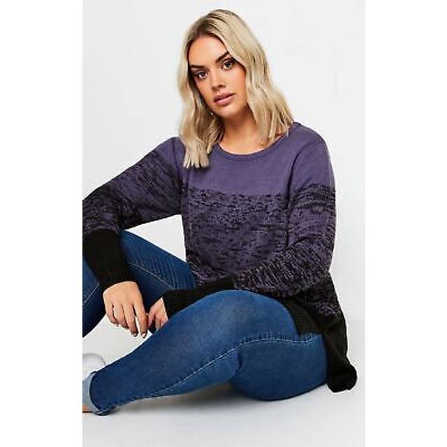 Yours Curve Teal Blue Colourblock Jumper, Women's Curve & Plus Size, Yours - Green - 30-32