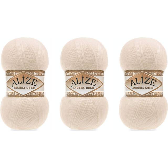 Alize Angora Gold Yarn 20% Wool 80% Acrylic Lot of 3skn 300gr 1805yds Thread Crochet Lace Hand Knitting Turkish Yarn (67-Candle Light)
