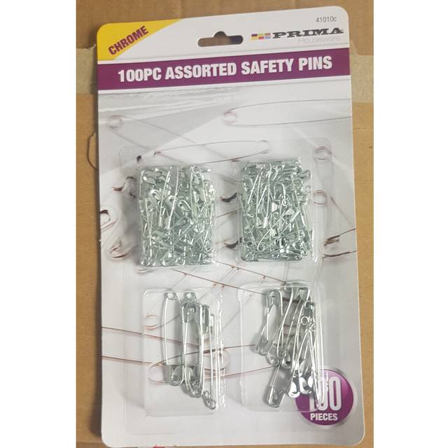 Safety Pins 100Pcs Needles silver Assorted Small Medium Large