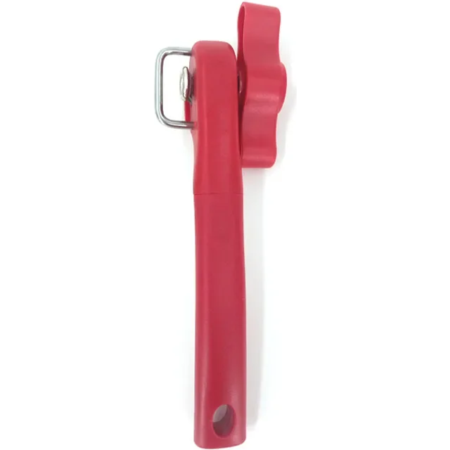 (Red) Easy Can Opener Safety Stainless Steel Manual Prof