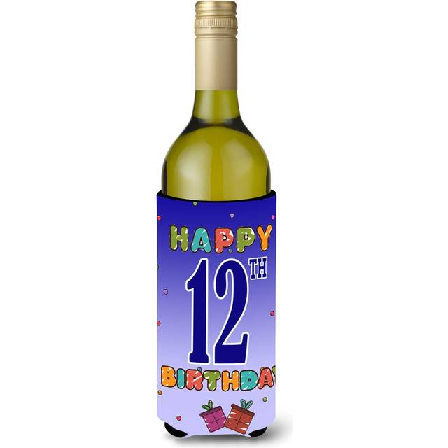 Caroline's Treasures CJ1103LITERK Happy 12th Birthday Wine Bottle Hugger Bottle Cooler Sleeve Hugger Machine Washable Collapsible Insulator Beverage I