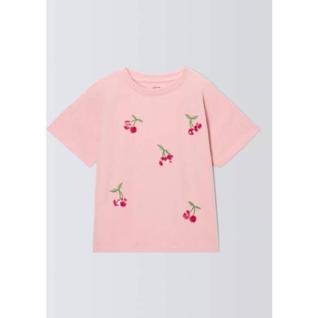 John Lewis Kids' Sequin Cherry T-Shirt, Pink