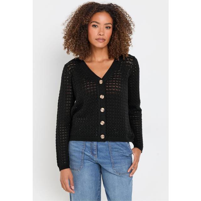M&Co Black Button Through Crochet Cardigan 18-20 M&Co Womens