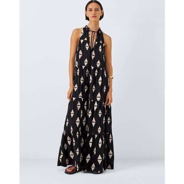 John Lewis Sunset Tiered Maxi Beach Dress, Pink