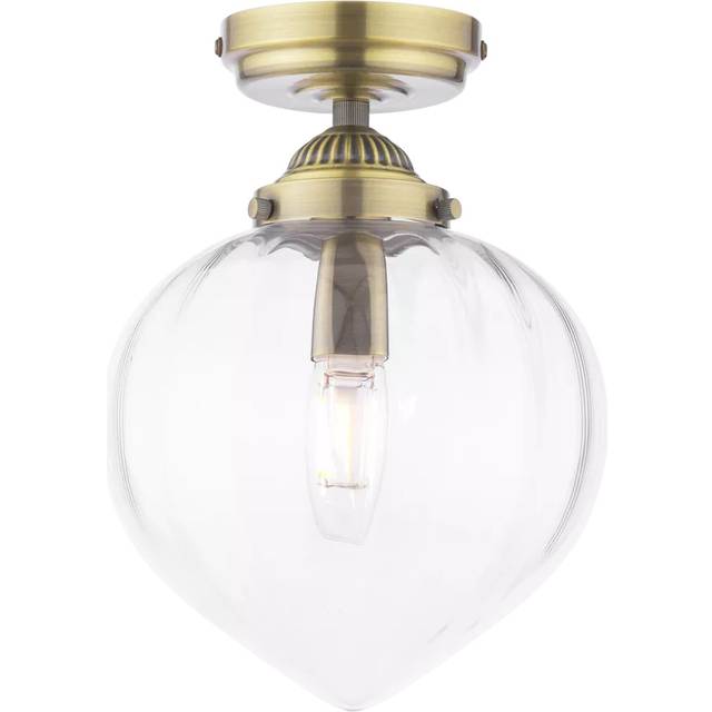 Laura Ashley Whitham Semi-Flush Bathroom Ceiling Light, Metallic Brass