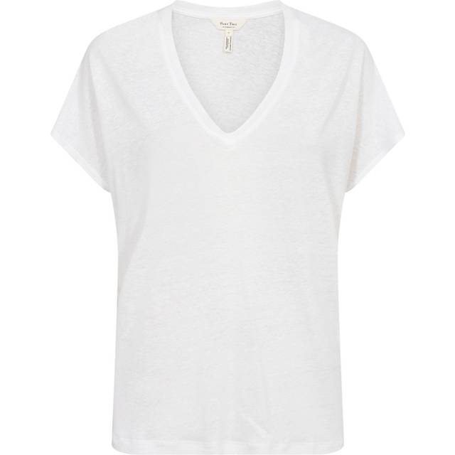 Part Two, Topp, Dam, M, Bomull, Vit T-shirt med V-ringning - white (M)