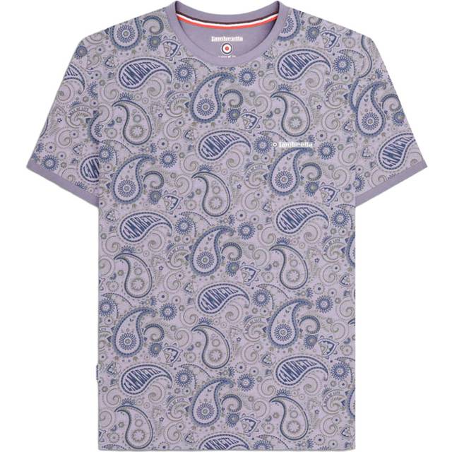 (4XL, Dusk/Grey) Lambretta Mens SS25 Paisley T-Shirt