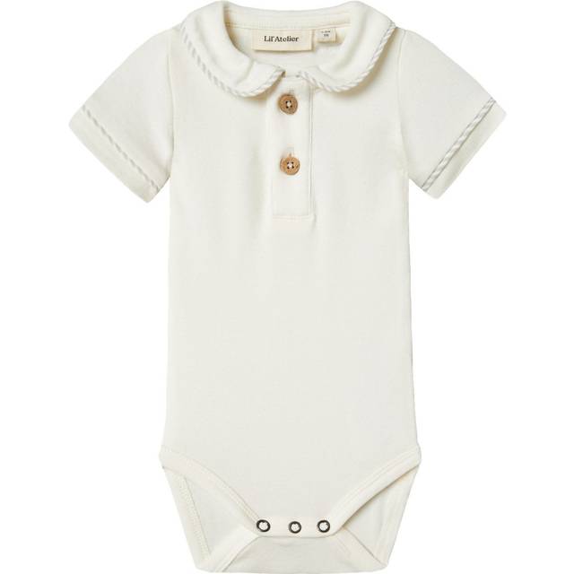 Lil Atelier Baby Boys Collared Short Sleeve Bodysuit - Coconut Milk, Coconut Milk, Size 4-6 Months - 4-6 MONTHS