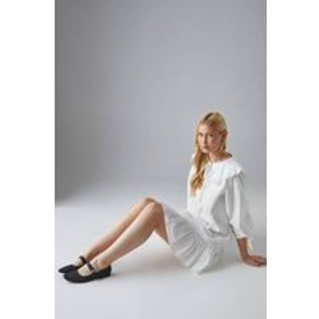 Womens Faith: Serelina Mesh Detail Mary Jane Square Toe Ballet Pumps - Black - 3