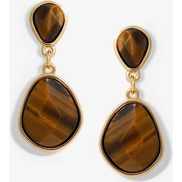 Jon Richard Gold Plated Tiger's Eye Pear Drop Earrings, Gold/Tiger's Eye