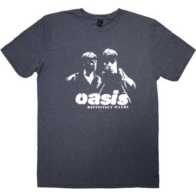 (Blue, Small) Oasis T-Shirt: Definitely Maybe Photo Stencil (Navy Blue)