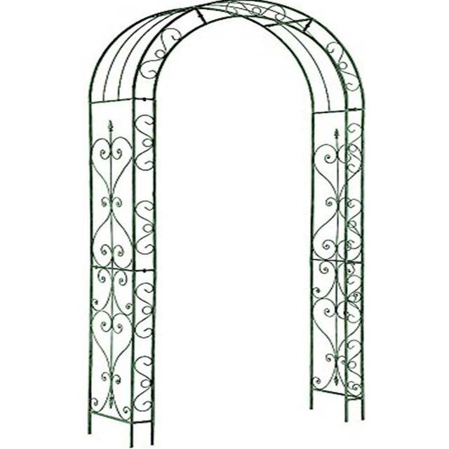 TEMU Metal Garden Patio Arch Rose Arbour Archway Climbing Plant Trellis Black, Decorative Black Metal Arch