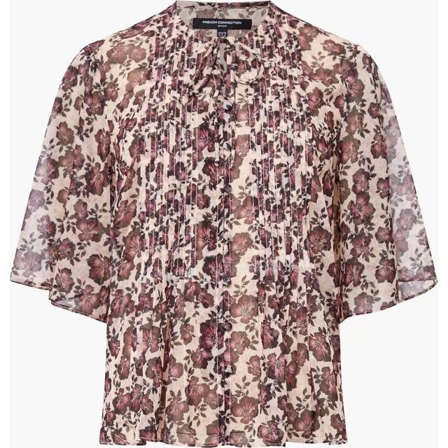 French Connection Elyse Crinkle Floral Top, Blush/Multi