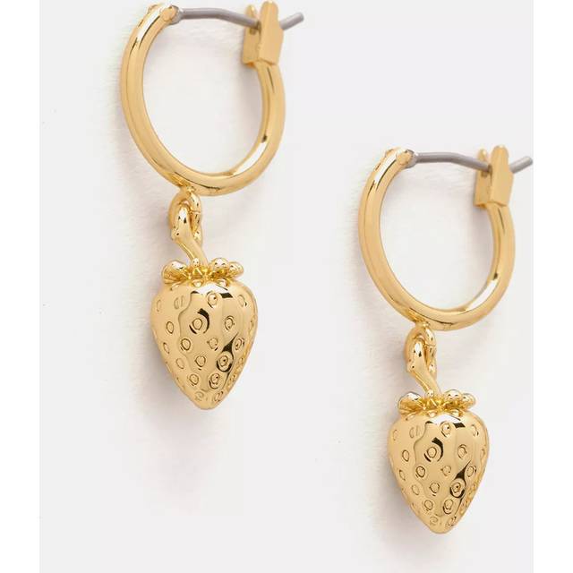 Mint Velvet Strawberry Hoop Earrings, Gold