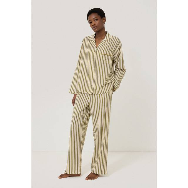 Jigsaw Calmont Ticking Stripe Pyjama Set, Khaki