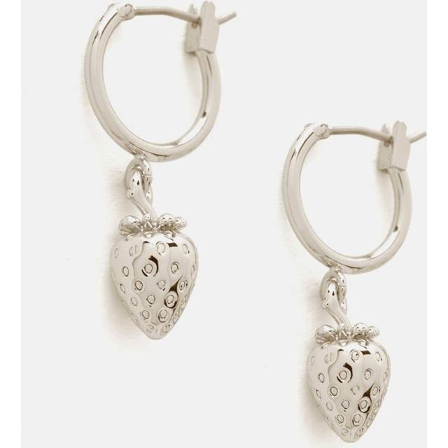 Mint Velvet Strawberry Hoop Earrings, Silver