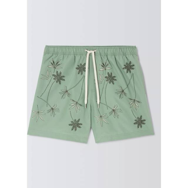 John Lewis Embroidered Palm Swim Shorts, Green