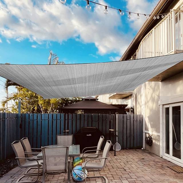 Dripex Sun Shade Sail Waterproof Rectangle Canopy, 4x5m PES Polyester 95% UV Block Shade Cover Sunscreen with Free Rope for Patio Party Backyard Lawn