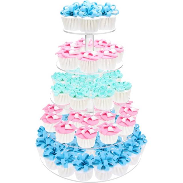 TEMU 5 Tiers Large Clear Cupcake Display Stand Rack Wedding Party Mini Cake Holder 35cm