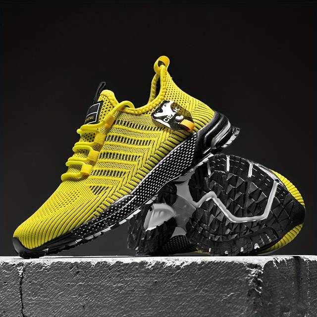 (Yellow, 8) Ultra Comfy Slip-On Sneakers - Breathable, Non-Slip, Adjustable Lace, Durable Shoes for Men