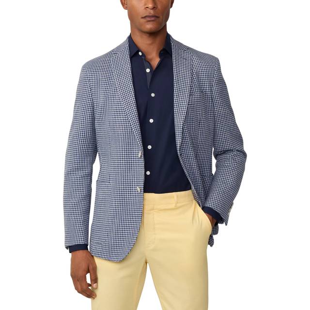 Hackett London Mouline Houndstooth Blazer, Navy/White