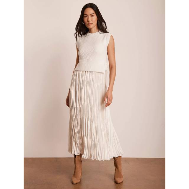 Mint Velvet Knit Tabard Layered Dress, White/Ivory