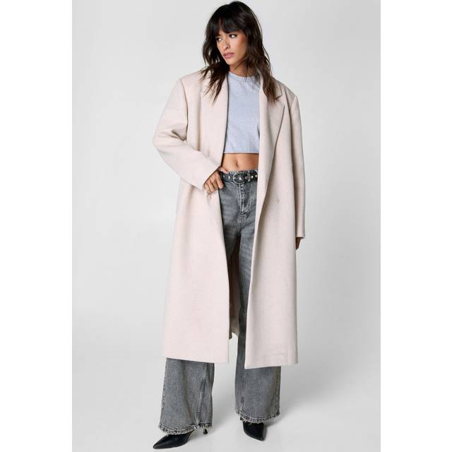 Womens Premium Wool Blend Maxi Coat - Tan - 6