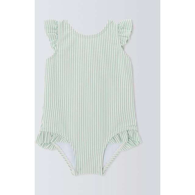 John Lewis Baby Seersucker Swimsuit, Green