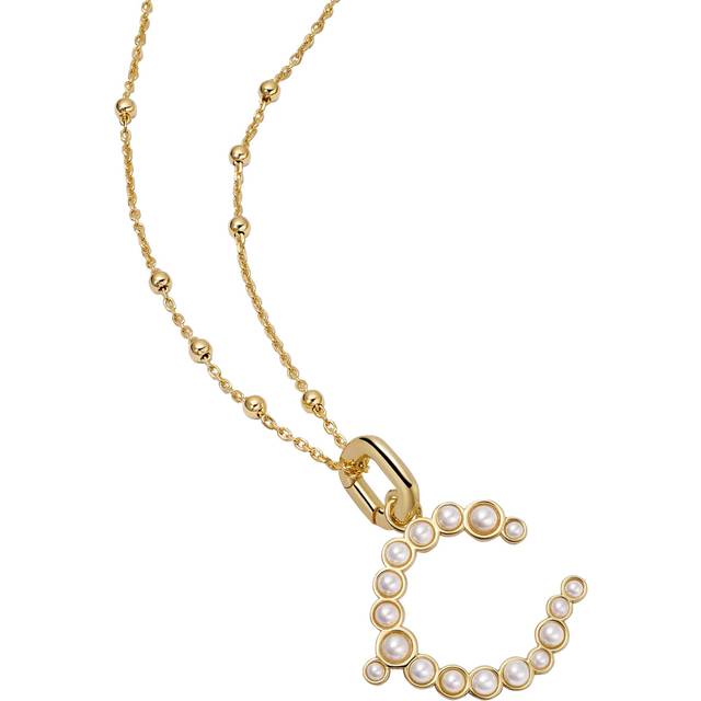 Daisy London Pearl Initial Pendant Necklace, Gold