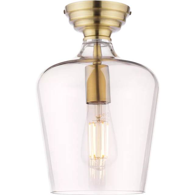 Laura Ashley Ockley Semi-Flush Ceiling Light, Metallic Brass