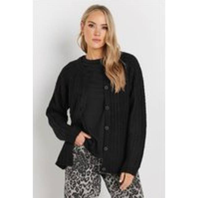 Lts Tall Black Chunky Knitted Cardigan 18-20 Lts | Tall Women's Cardigans