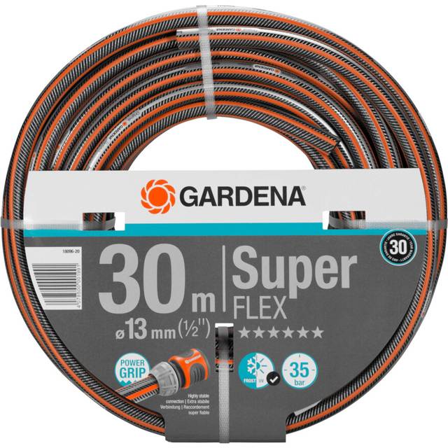 Gardena Premium Superflex Hose, 13 mm (1/2 inch), 30 m: Garden Hose with Power Grip Profile, 35 bar Burst Pressure, Highly Flexible, Keeps its Shape,