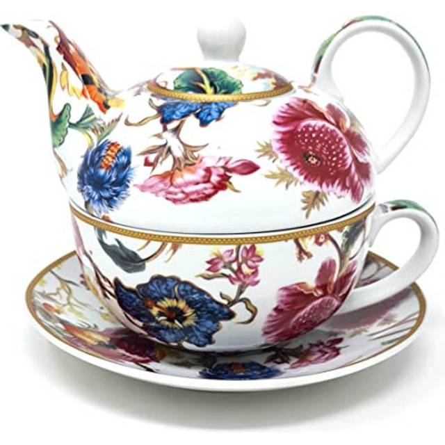 Lesser & Pavey Anthina Tea for One with Matching Cup & Saucer | 600ml Capacity Luxury Teapot Ideal for Home, Office & Outdoor | Without Tea Strainer |