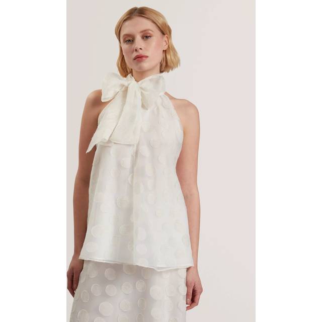 Ted Baker Arboaa Drape Detail Halter Neck Top, Ivory