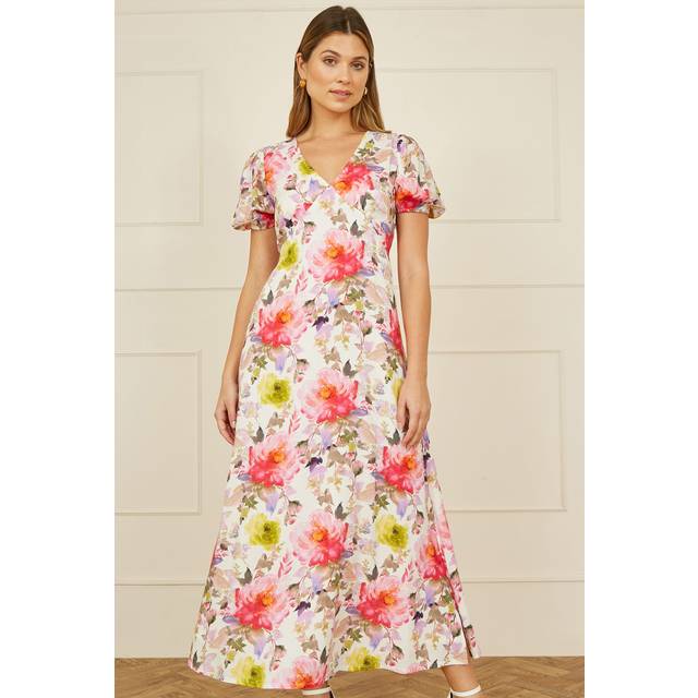 White Floral Midi Dress - Ivory - 12