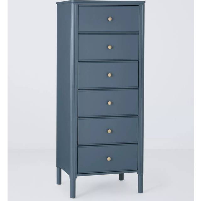 John Lewis Pillar 6 Drawer Tallboy Chest, Blue