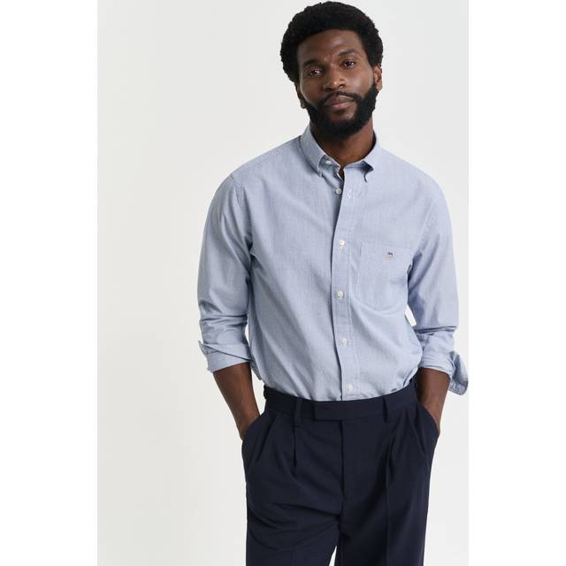 Blue Dobby Dot Stripe Shirt (M)