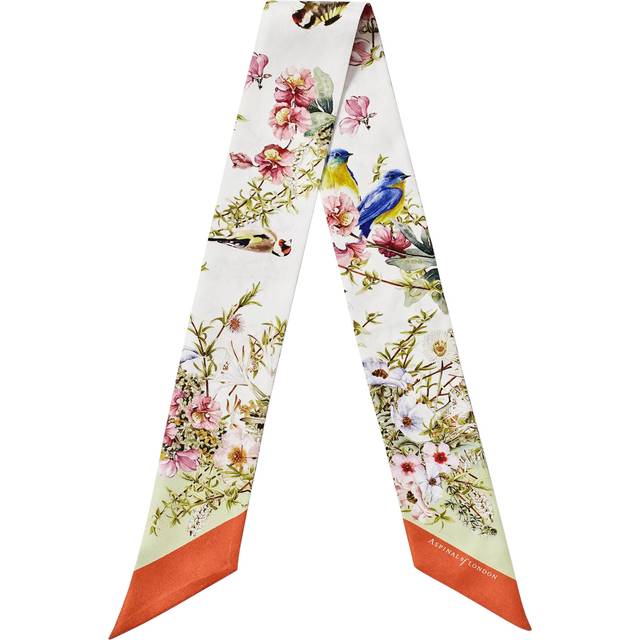 Aspinal of London Edwardian Garden Silk Twilly Scarf, Coral