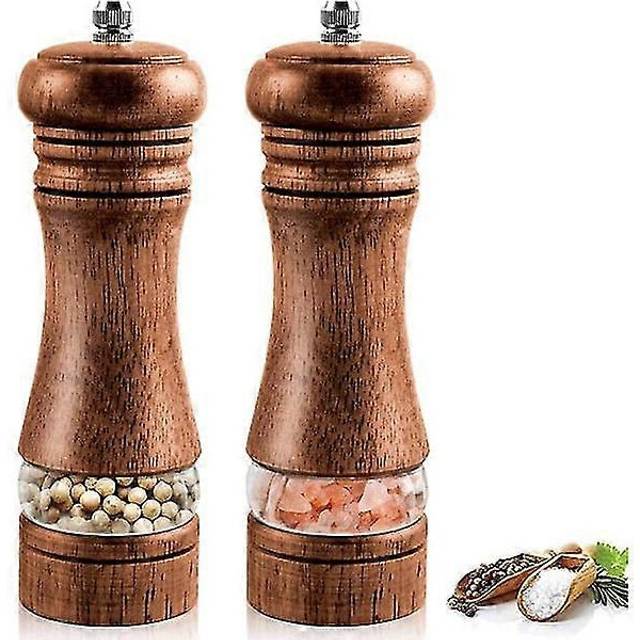 (As show, One size) Salt and pepper mill, set of 2 Wooden salt and pepper mill