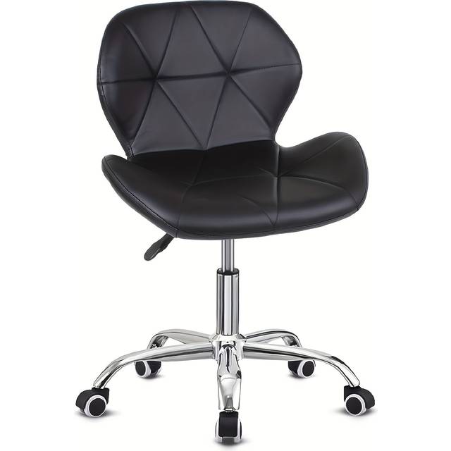 TEMU Modern Armless Office Chair, Pu Height Adjustable Swivel Office Chair With Wheels For Home And Office
