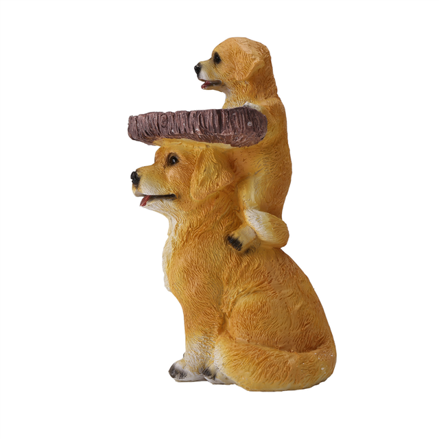 Puppy Polyresin Bird Bath Brown Pedestal Handmade Gifts for Outdoor Home Garden Lawn Yard Decorations