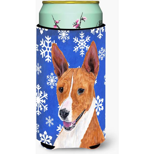 Basenji Winter Snowflakes Holiday  Tall Boy Beverage Insulator Beverage Insulator Hugger