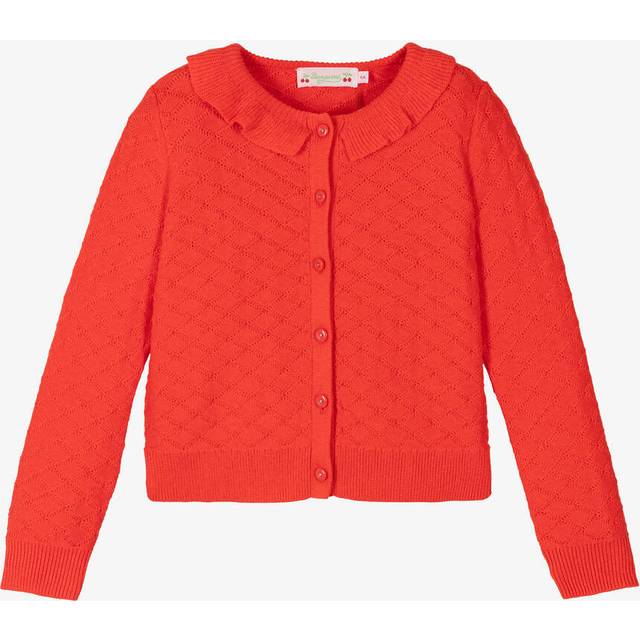 Bonpoint Girls Red Cotton Knit Cardigan - 8 year