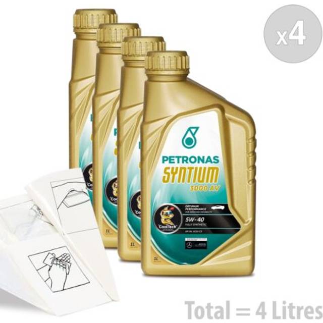 Petronas syntium 3000 av 5w-40 car engine oil service kit / pack 4 litres 4l