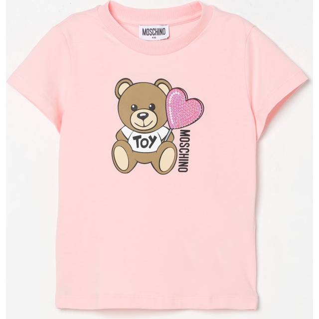 Moschino, T-Shirts, female, Pink, 4 Y, Pink Crew Neck T-shirts and Polos